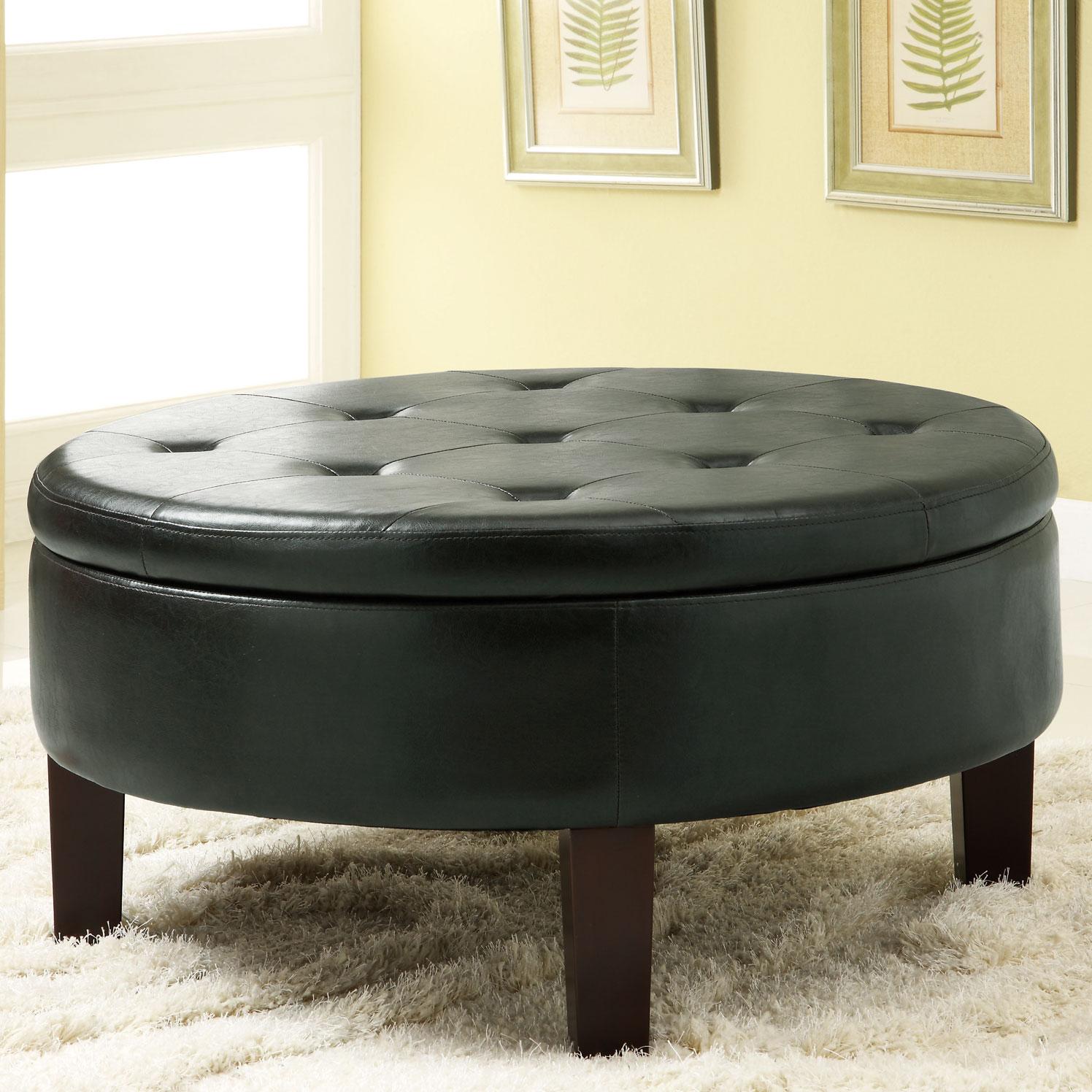 Round ottoman with shop reversible tray top